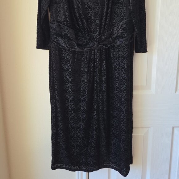 Talbots Velvet Dress X 12-14 NWT Jacquard Sheath Dress Plus Black Dress - Picture 8 of 9